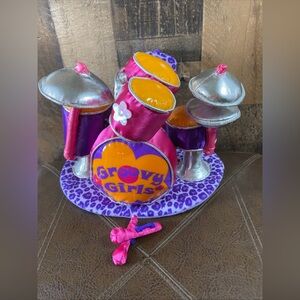 Vintage Manhattan Toy Groovy Girls Plush Drum Set Complete w/ Drumsticks!  2002